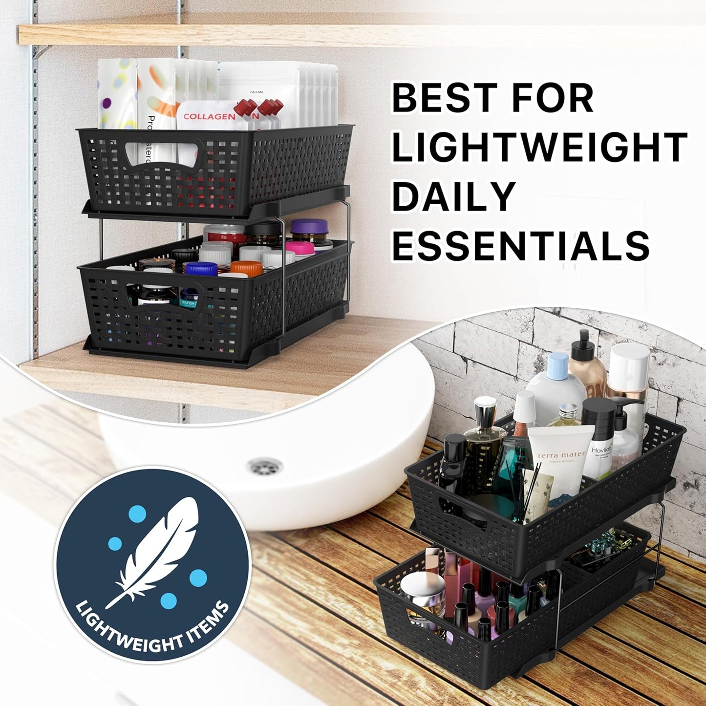 🛁Under-Sink Pull-Out Organizer 🌿 | Max Space & Tidy Home ✨
