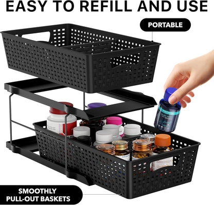 🛁Under-Sink Pull-Out Organizer 🌿 | Max Space & Tidy Home ✨