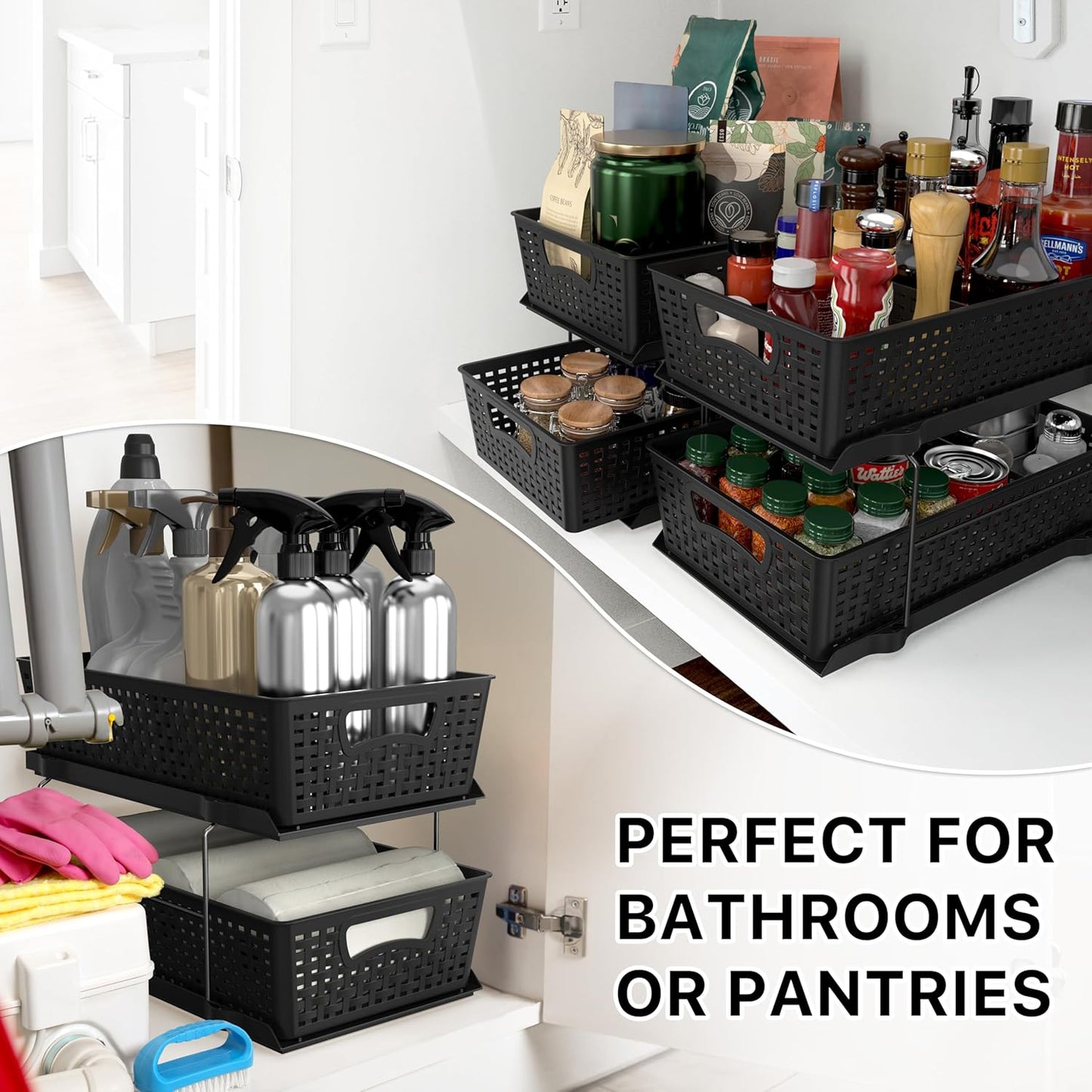 🛁Under-Sink Pull-Out Organizer 🌿 | Max Space & Tidy Home ✨